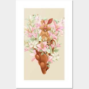 Rabbit, symbol of 2023 and lilies Posters and Art